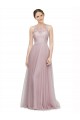 Online High Neck Long Tulle Bridesmaid Dress with Lace Bodice UK
