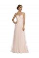 Online Long Draped Back A-Line Tulle Bridesmaid Dress with Pleated Bodice UK