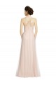 Online Long Draped Back A-Line Tulle Bridesmaid Dress with Pleated Bodice UK