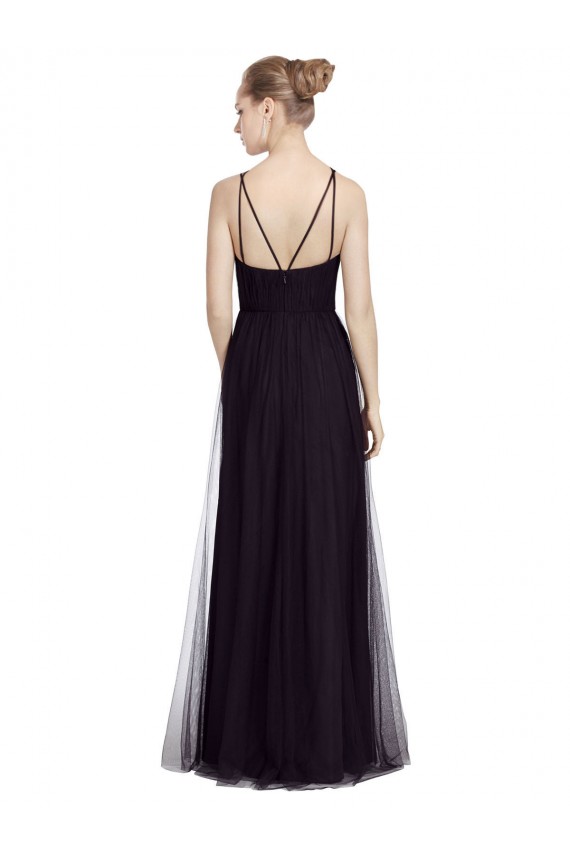 Online High Neck Long A-Line Tulle Bridesmaid Dress UK