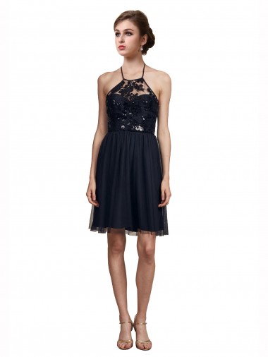 Online High Neck Illusion Bodice Bridesmaids Dress UK