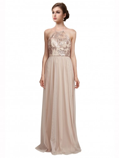 Online Sweetheart Tulle Bridesmaid Dress with High Neck Illusion Bodice UK