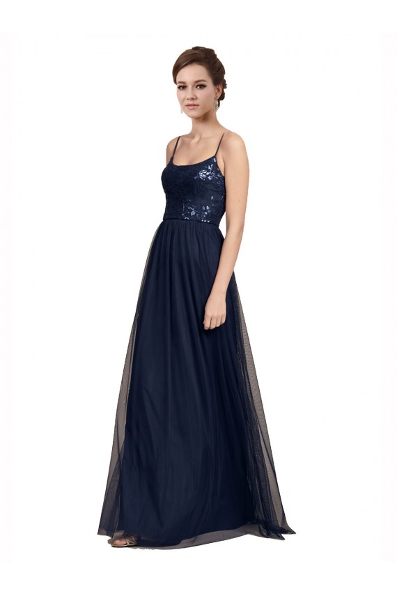 Online Spaghetti Strap Tulle Bridesmaids Dress with Ballerina Neckline UK