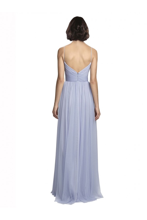 Online Spaghetti Strap Tulle Bridesmaids Dress with Ruched Bodice UK