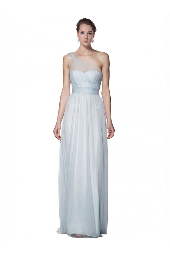Online One Shoulder Illusion Tulle Bridesmaid Dress with Knot Detail UK