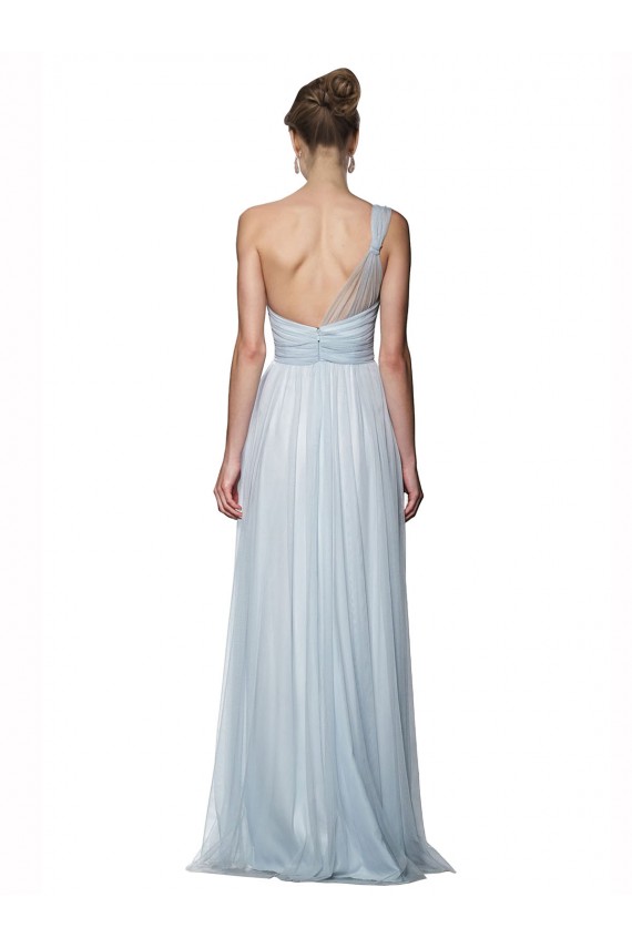 Online One Shoulder Illusion Tulle Bridesmaid Dress with Knot Detail UK