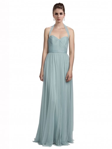 Online Halter Ruched Sweetheart Neckline Tulle Bridesmaid Dress UK