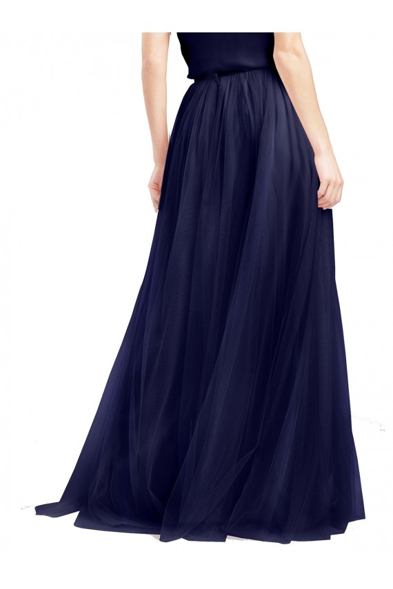 Online Long A-Line High Neck Halter Tulle Bridesmaid Dress UK