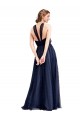 Online Floor Length Long Halter Pleated Tulle Bridesmaid Dress UK