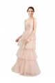 Online V-Neck A-Line Layered Long Tulle Bridesmaid Dress UK