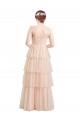 Online V-Neck A-Line Layered Long Tulle Bridesmaid Dress UK