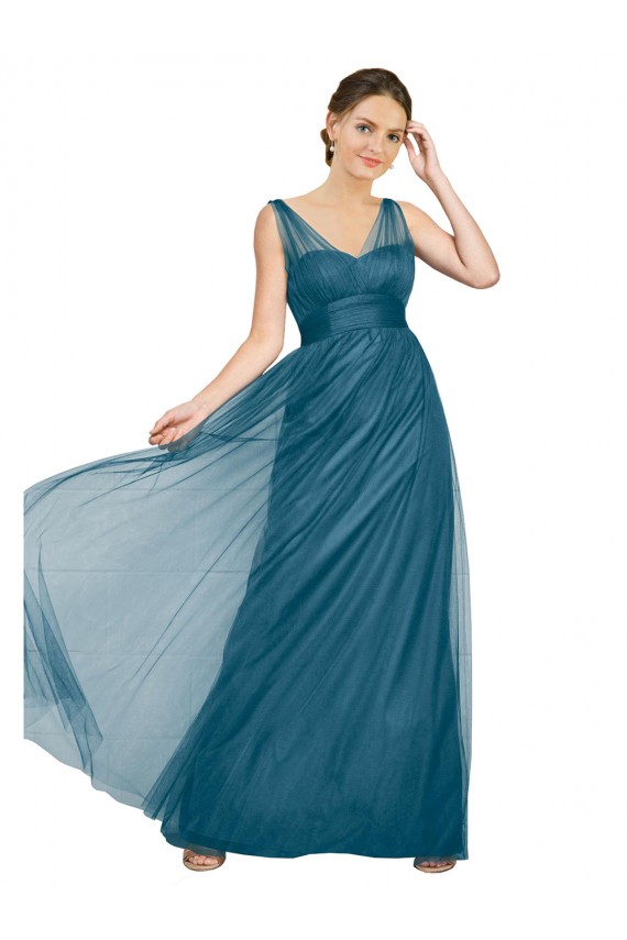 Online Long V-Neck Soft Tulle Bridesmaid Dress UK
