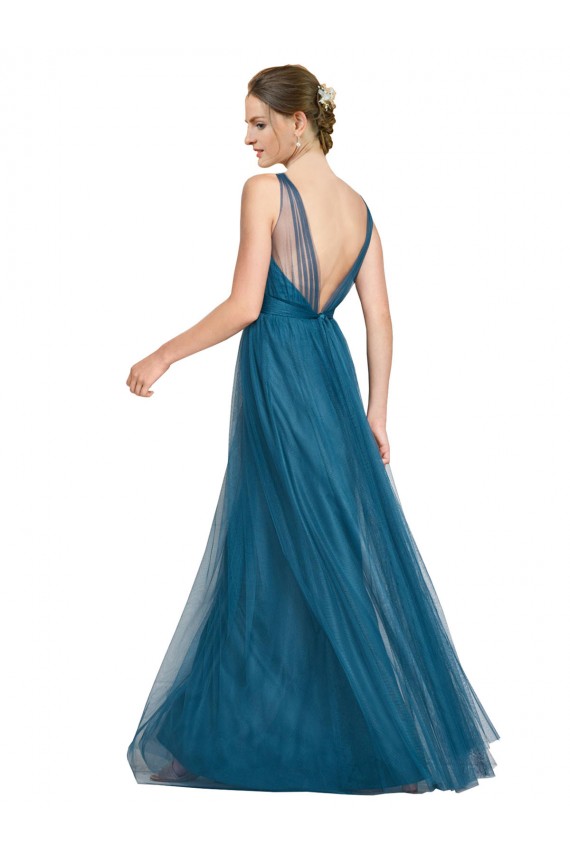 Online Long V-Neck Soft Tulle Bridesmaid Dress UK