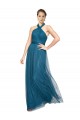Online High Neck Halter Pleated A-Line Tulle Bridesmaid Dress UK