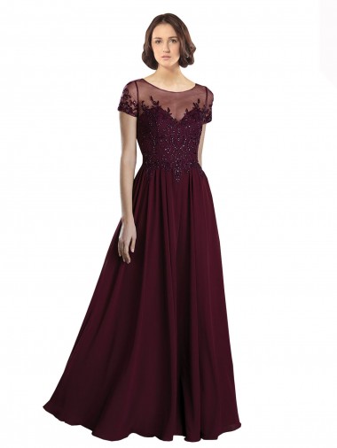 Online Full Length Beaded and Embroidered Tulle Bodice Long Chiffon Bridesmaid Dress UK