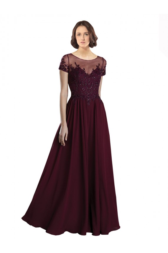 Online Full Length Beaded and Embroidered Tulle Bodice Long Chiffon Bridesmaid Dress UK