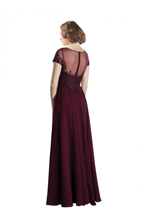 Online Full Length Beaded and Embroidered Tulle Bodice Long Chiffon Bridesmaid Dress UK