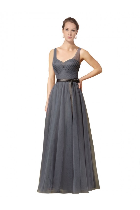 Online Sweetheart Long Tulle Bridesmaid Dress with Sash UK