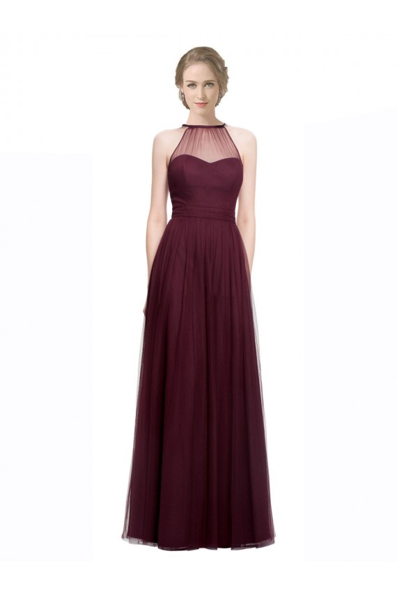 Online Full Length Soft Tulle Spaghetti Strap Bridesmaid Dress UK