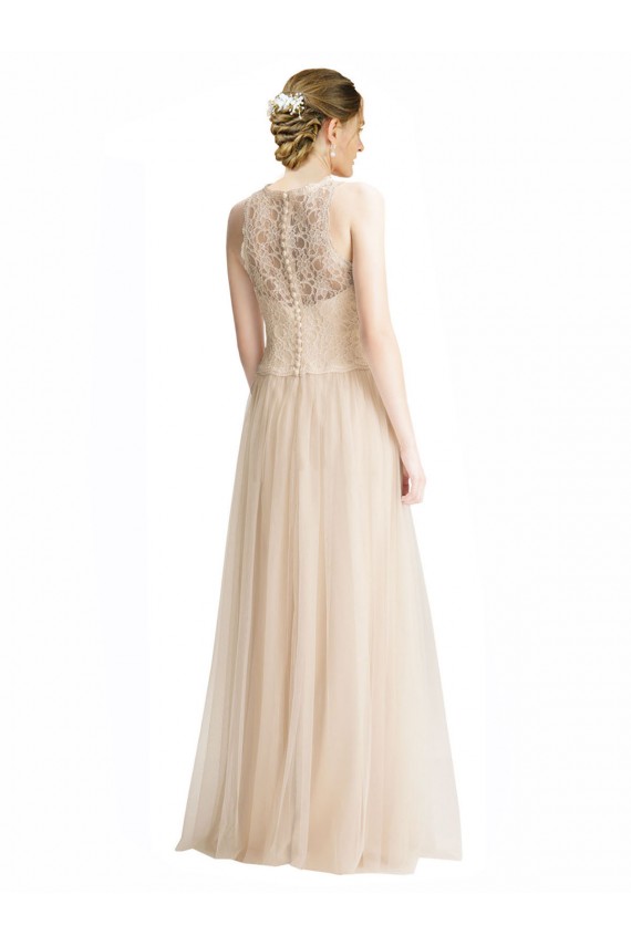 Online Full Length Tulle Bridesmaid Dress with Corded Lace Over Sweetheart Neckline UK