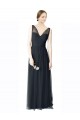 Online Long Tulle Bridesmaid Dress with Illusion Shoulder Straps and V-Back UK