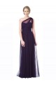 Online One Shoulder Long Tulle Bridesmaid Gown with Sheer Netting Strap UK