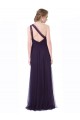 Online One Shoulder Long Tulle Bridesmaid Gown with Sheer Netting Strap UK