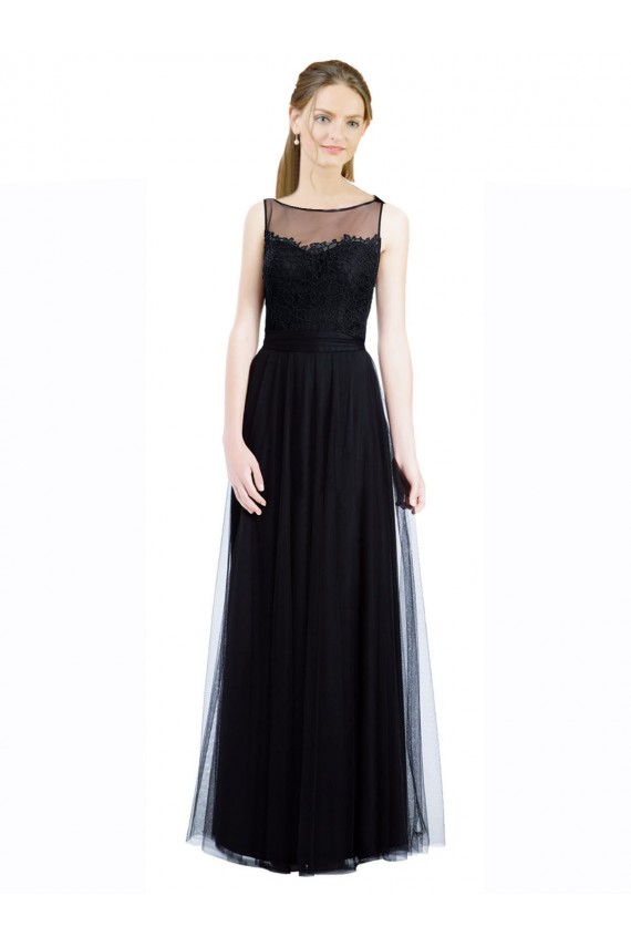 Online Full Length Tulle Bridesmaid Dress with Lace Bodice and Soft Tulle Illusion Top UK