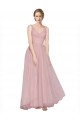 Online Long Floor Length Wide Strap Plunge Cross Over Neckline Tulle Bridesmaid Dress UK