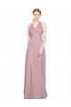 Online Ruffled Halter V-Neck Long Tulle Bridesmaid Dress with Pleats UK