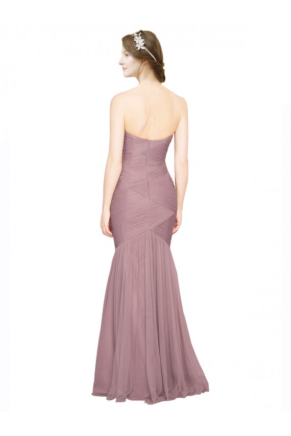 Online Mermaid Strapless Tulle Bridesmaid Dress with All Over Pleats UK