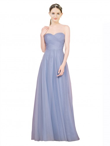 Online Strapless Sweetheart A-Line Tulle Bridesmaid Dress with Low Back UK