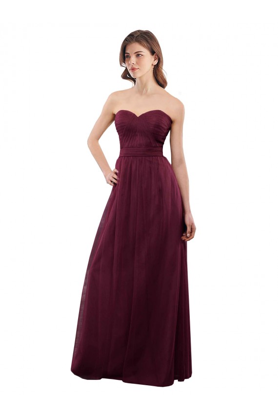 Online Strapless Tulle A-line bridesmaid dress with pleated top UK