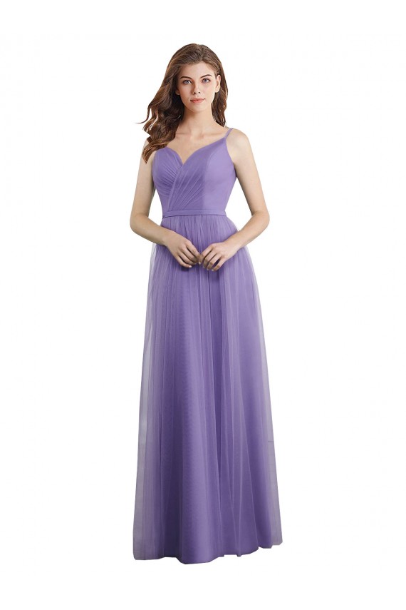 Online Sweetheart Deep V-Back Tulle Bridesmaid Dress with Draped Bodice UK