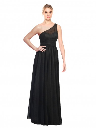 Online Ruched One Shoulder Tulle A-Line Bridesmaid Dress UK