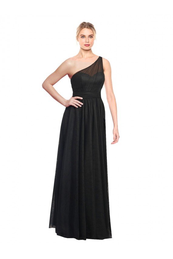 Online Ruched One Shoulder Tulle A-Line Bridesmaid Dress UK