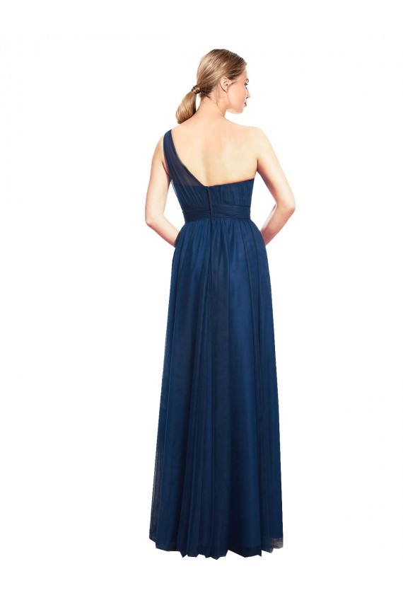 Online Ruched One Shoulder Tulle A-Line Bridesmaid Dress UK