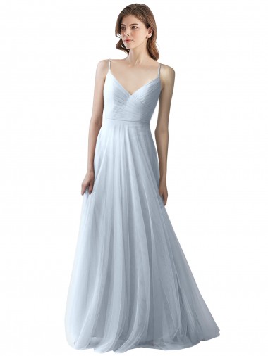 Online Wrapped Ruched Natural Waist Slim Soft Tulle Bridesmaid Dress UK