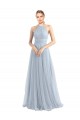 Online Halter Neckline Slim A-Line Tulle Bridesmaid Dress UK