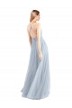 Online Halter Neckline Slim A-Line Tulle Bridesmaid Dress UK