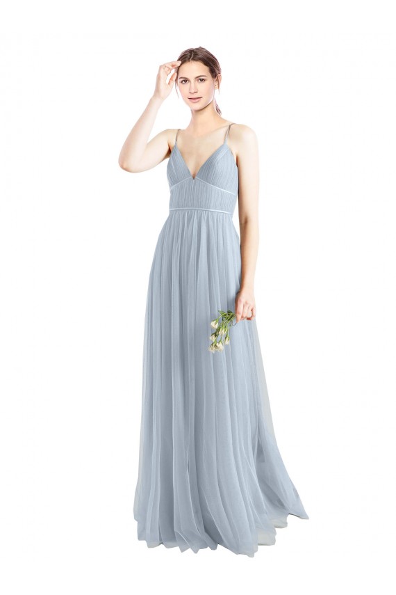 Online Spaghetti Straps V-Neck Slim A-Line Tulle Bridesmaid Dress UK