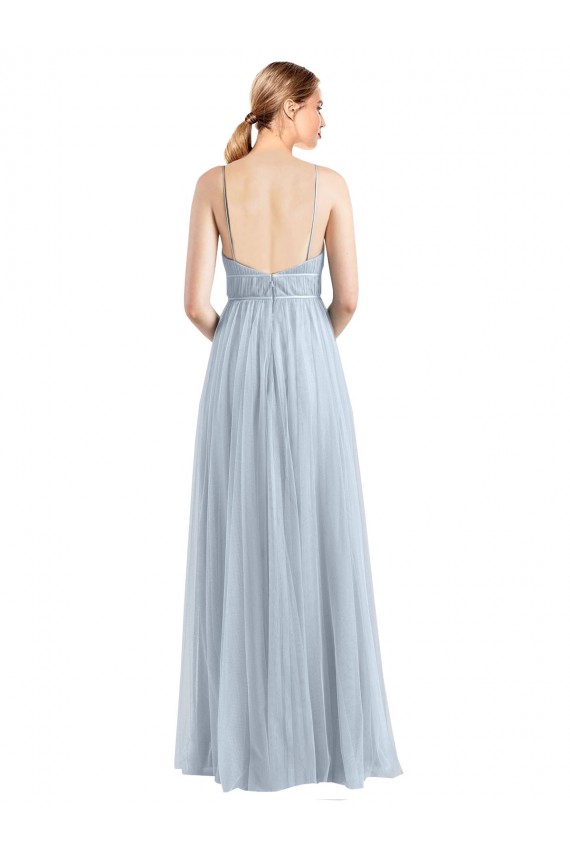 Online Spaghetti Straps V-Neck Slim A-Line Tulle Bridesmaid Dress UK