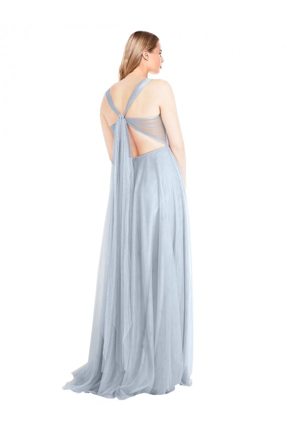 Online Sweetheart Spaghetti Straps Long Tulle Bridesmaid Dress with Criss Cross Back UK