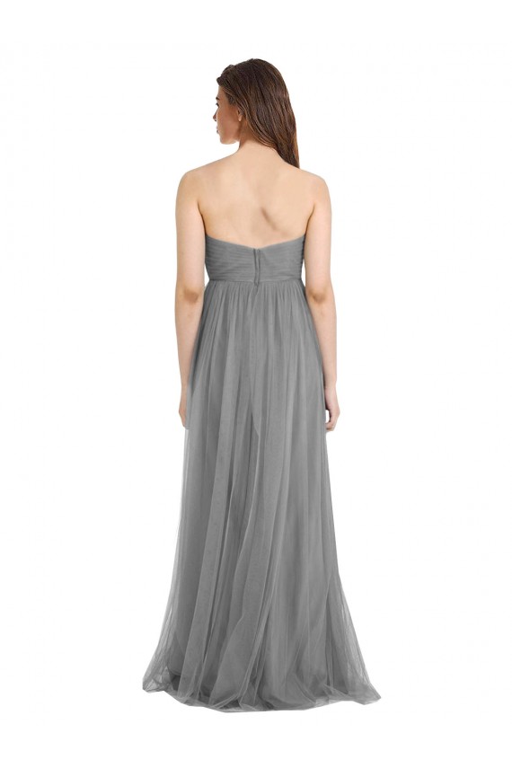 Online Shirred Strapless Bodice Long Tulle Bridesmaid Dress with Sweetheart Neckline UK