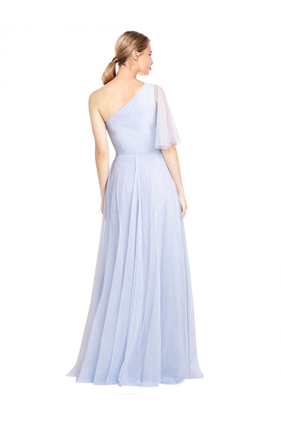 Online Flutter Sleeves One Shoulder Long Tulle Bridesmaid Dress UK