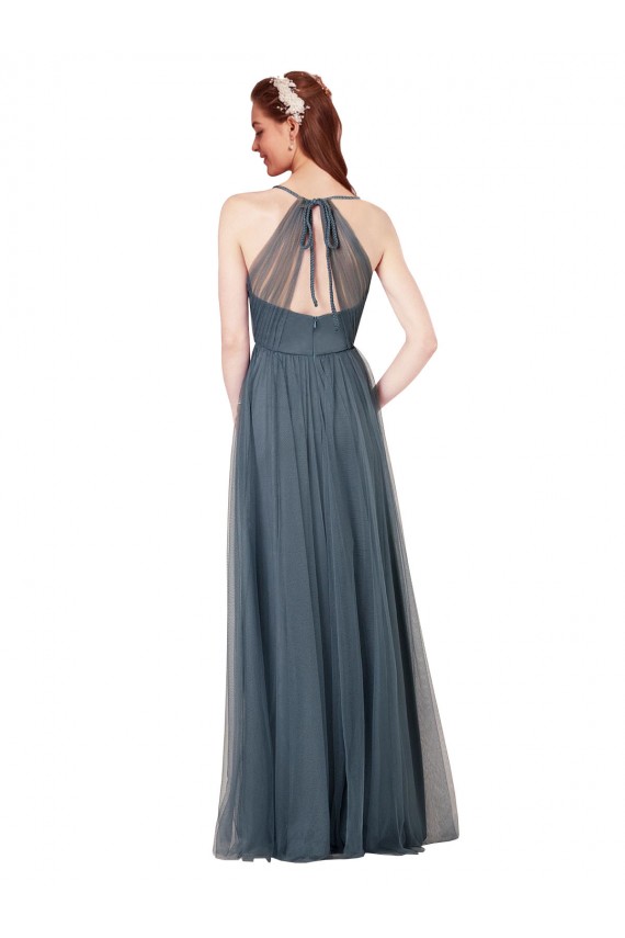 Online Beach-inspired Sweetheart Tulle Long Bridesmaid Dress UK