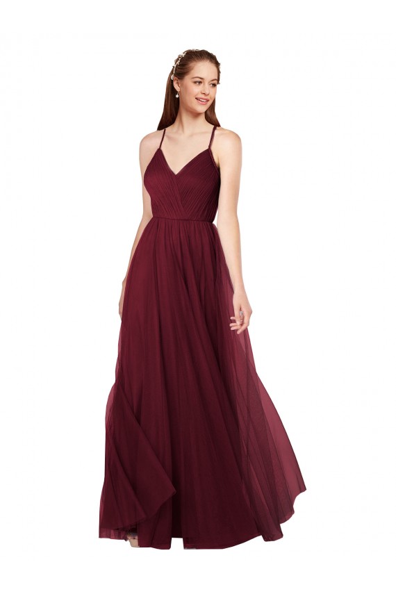 Online Beach-inspired Sweetheart Tulle Long Bridesmaid Dress UK
