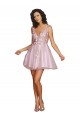 Online Sleeveless V-Neckline Short Cocktail Dress with Embellished Lace Appliques UK