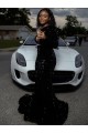 Online One Shoulder Long Sleeves Long Sweep Train Velvet Sequin Prom Dress UK