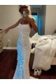 Online Long Spaghetti Straps Sleeveless Sweep Train Velvet Sequin Prom Dress UK